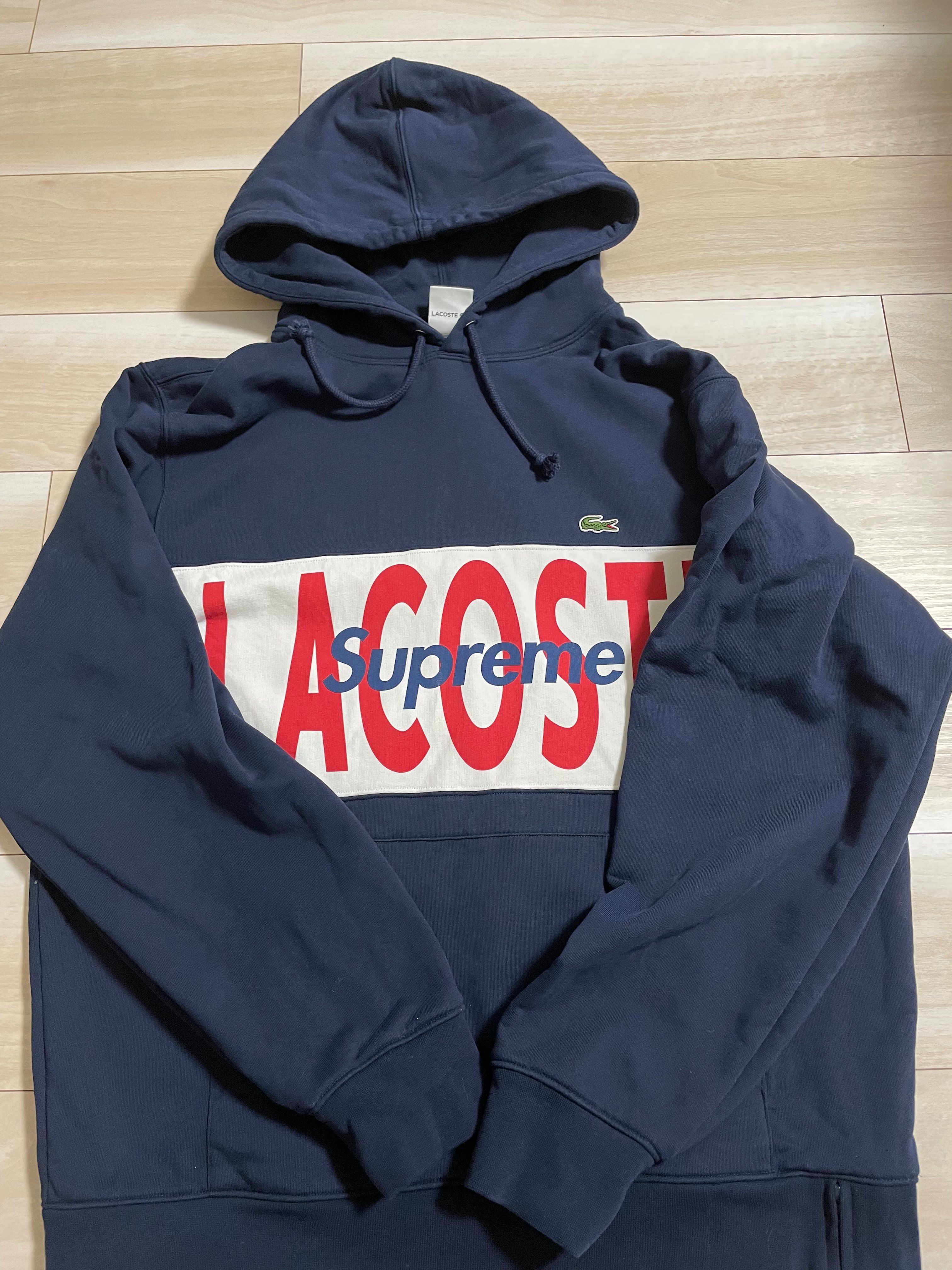 Supreme / Lacoste Logo Panel Hooded Sweatshirt "Navy"