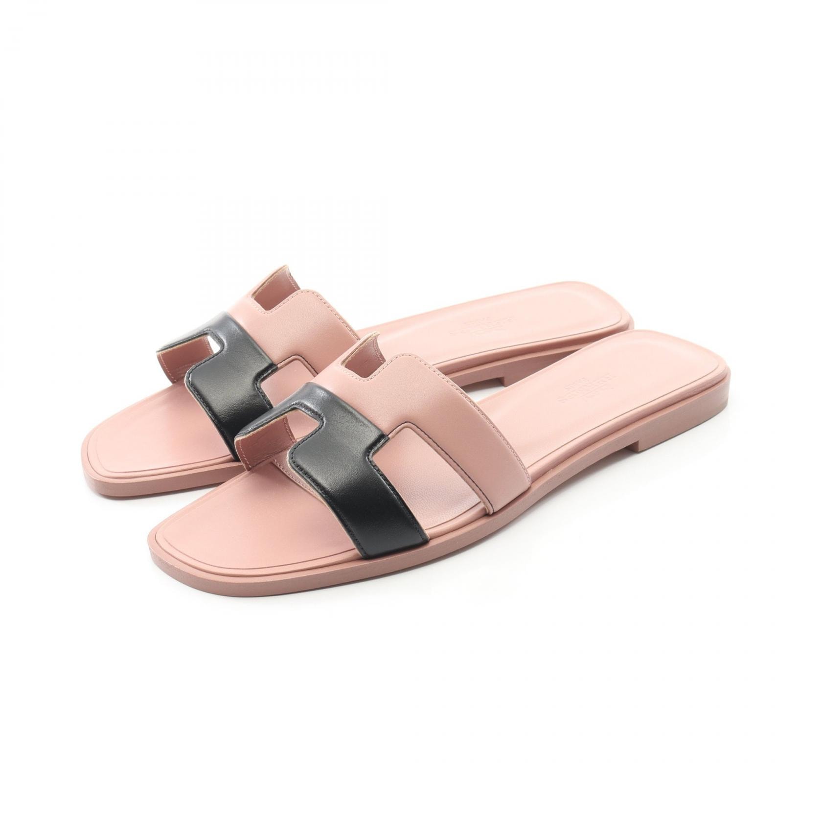 エルメス HERMES オラン サンダル 靴 レザー ピンク レディース ピンク系 / ブラック系 【中古】