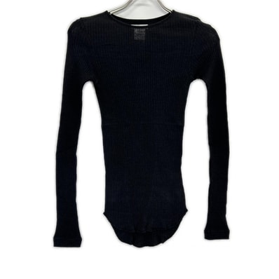 フミカウチダ ブラック WOOL SILK CREW-NECK LONG Tシャツ