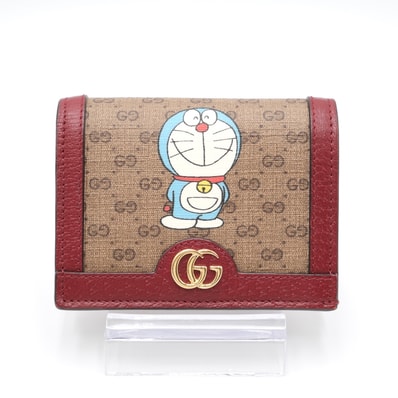 GUCCI x Doraemon GG Supreme Canvas Mini Wallet "Beige/Ebony/Cherry Red"