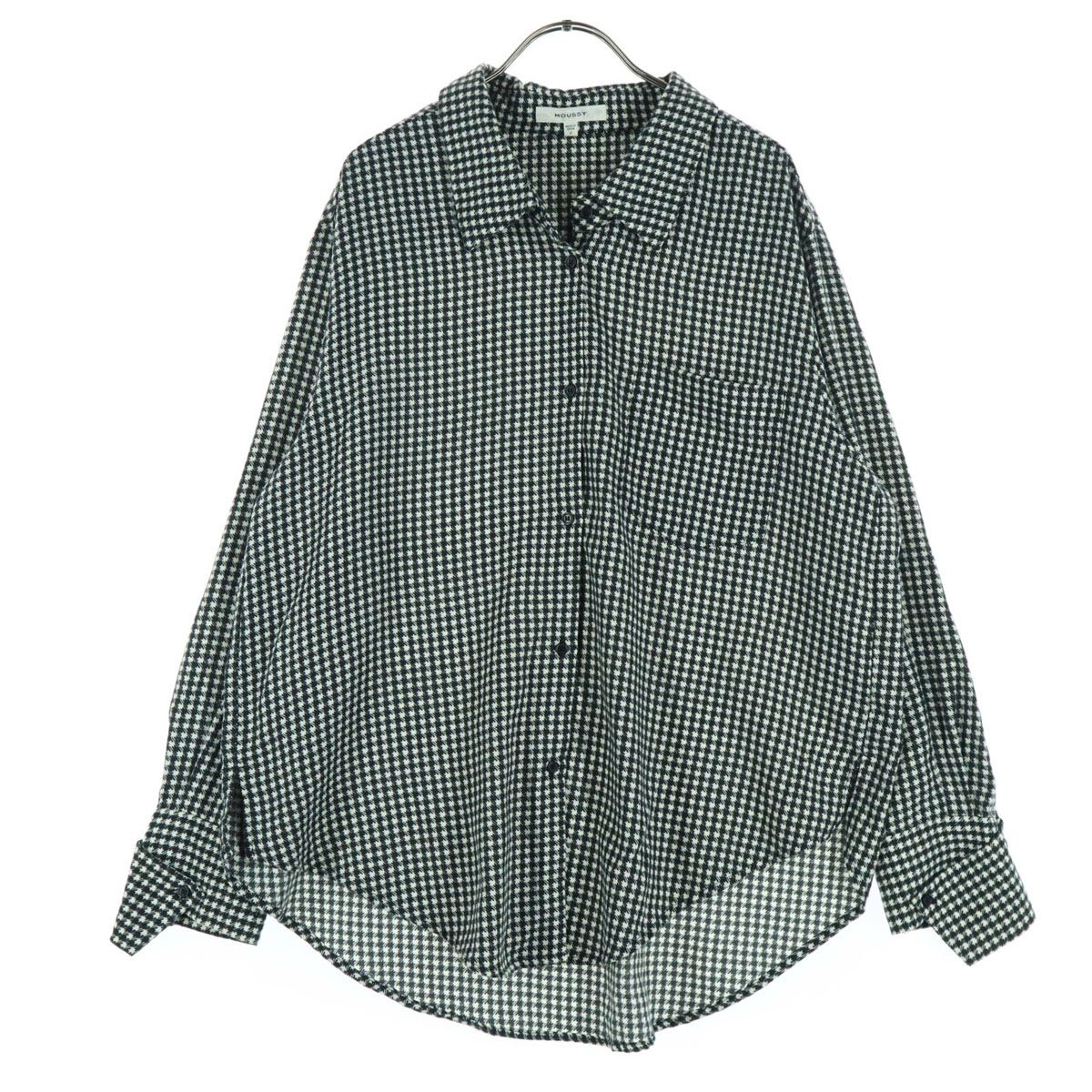 MOUSSY マウジー 千鳥柄 長袖 シャツ F ブラック系