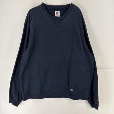 古着 ディッキーズ Dickies スウェット ワンポイントロゴ 大きいサイズ トレーナー 無地 2XL ネイビー 無地 メンズ