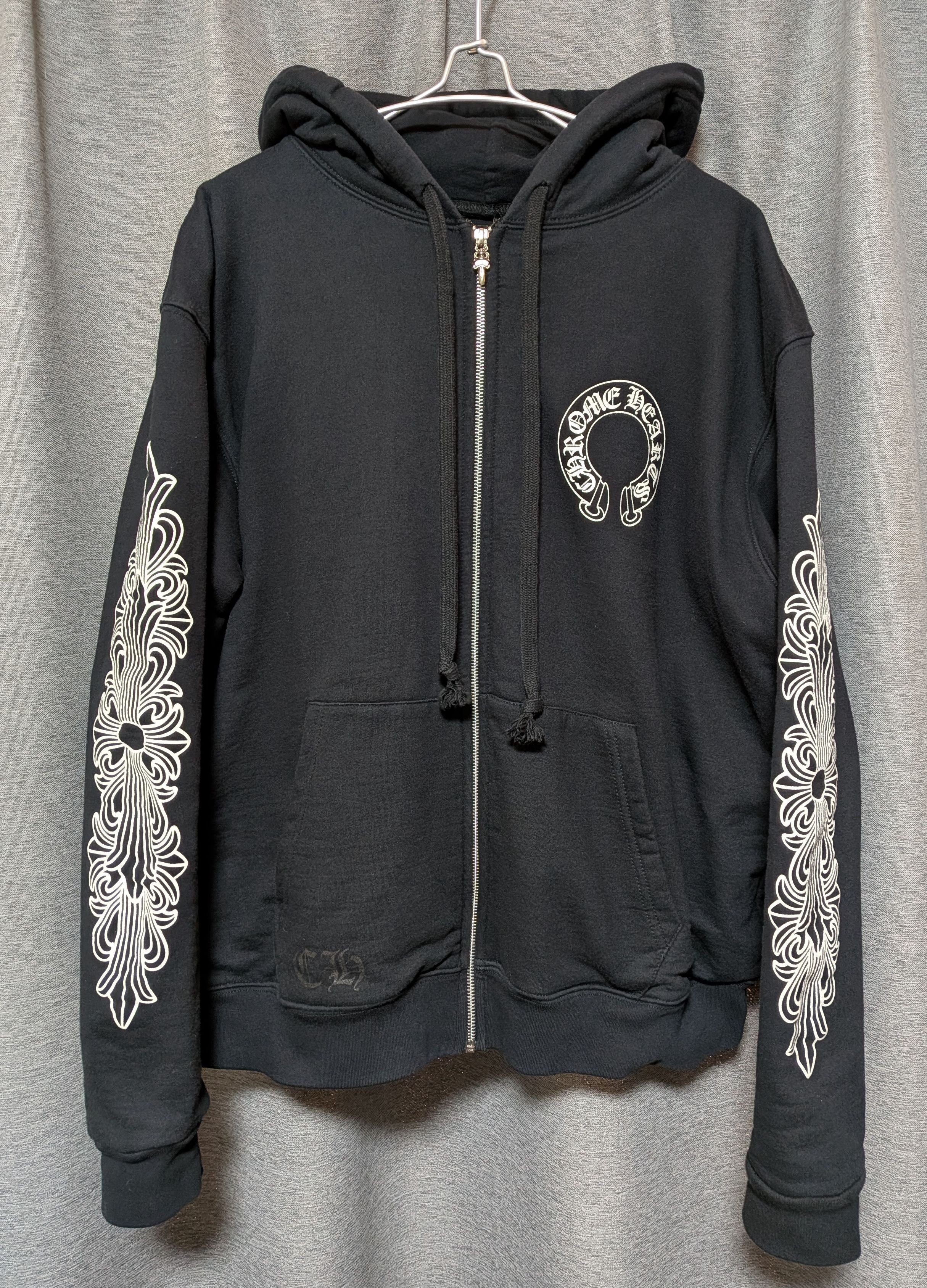 Chrome Hearts Horseshoe Floral Cross Zip-Up Hoodie "Black"