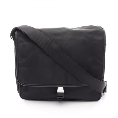 プラダ PRADA VIAGGIO ショルダーバッグ バッグ ナイロン サフィアーノレザー メンズ レディース ブラック系 V166 【中古】
