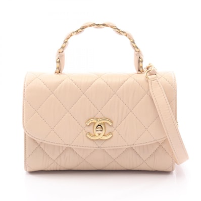 シャネル CHANEL マトラッセ トップハンドル 2WAY ショルダーバッグ バッグ レザー レディース ベージュ系 AS2478 【中古】