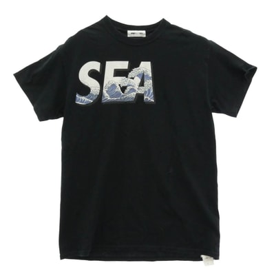 WIND AND SEA ウィンダンシー Tシャツ × PHANTACi PHANTA AND SEA ロゴ プリント コットン 半袖 Tシャツ ブラック系 M【中古】