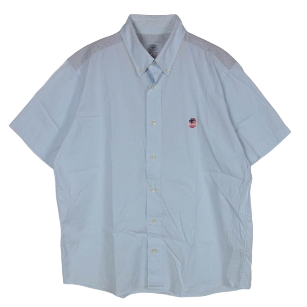 A BATHING APE アベイシングエイプ 半袖シャツ 001SHA301013X 星条旗ワッペン ヨーク切替 ボタンダウン 半袖シャツ ライトブルー系 XL【中古】