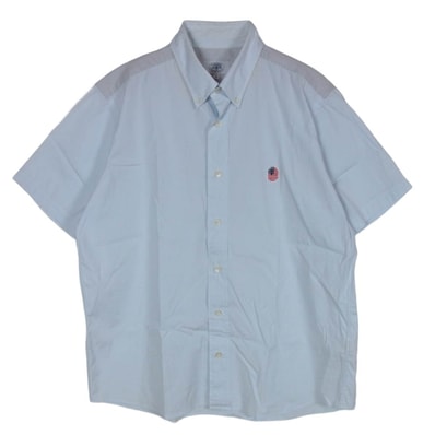 A BATHING APE アベイシングエイプ 半袖シャツ 001SHA301013X 星条旗ワッペン ヨーク切替 ボタンダウン 半袖シャツ ライトブルー系 XL【中古】