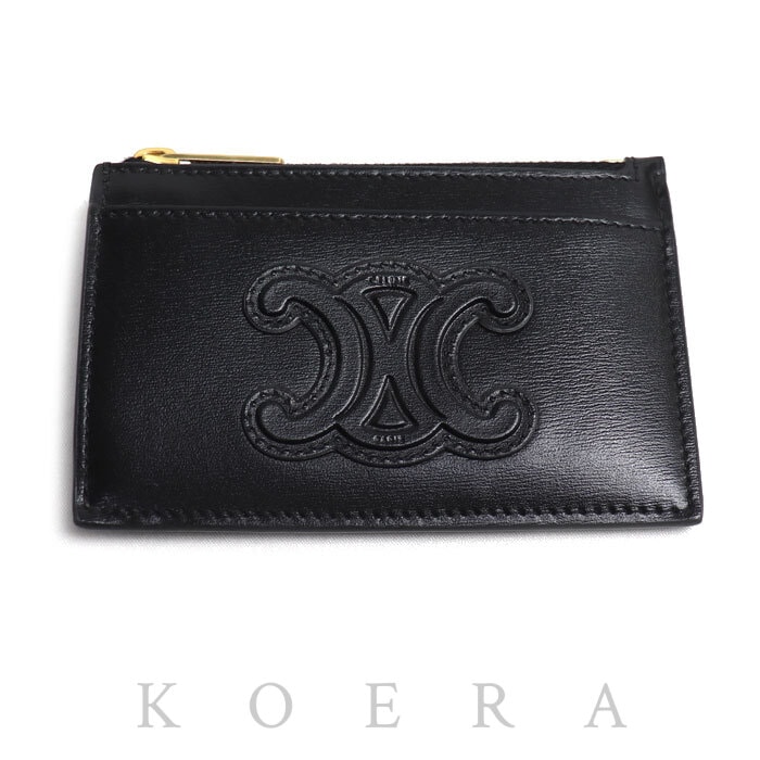CELINE セリーヌ キュイル トリオンフ フラグメントケース カードケース ブラック 10K583EMH.38NO レディース【中古】【美品】
