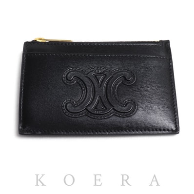 CELINE セリーヌ キュイル トリオンフ フラグメントケース カードケース ブラック 10K583EMH.38NO レディース【中古】【美品】