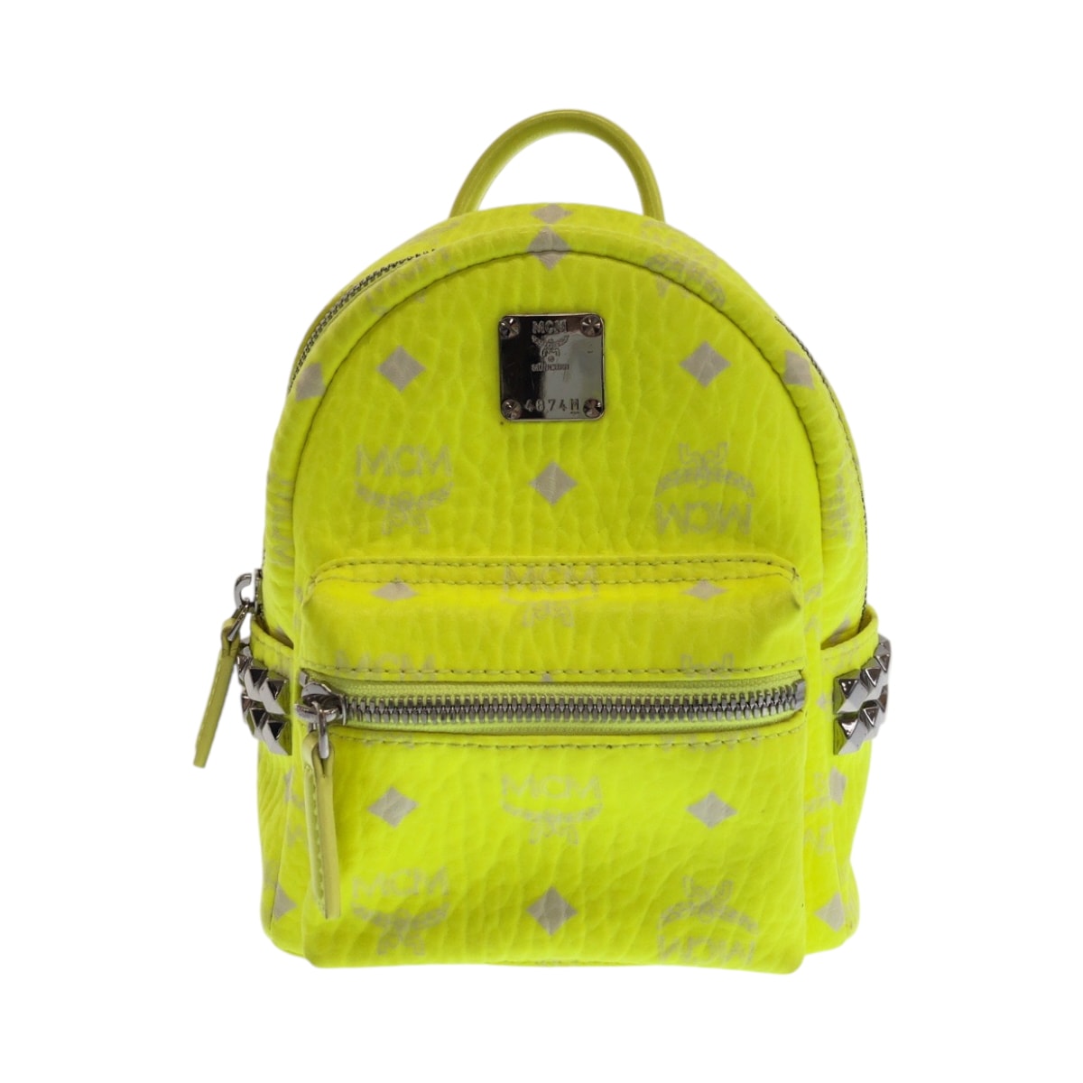 MCM エム シー エム ヴィセスト イエロー ネオンカラー レザー リュックサック バックパック 601815 【中古】