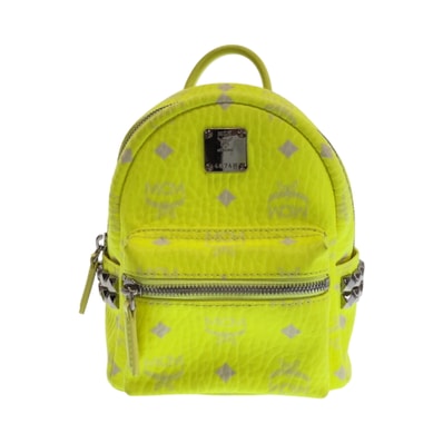 MCM エム シー エム ヴィセスト イエロー ネオンカラー レザー リュックサック バックパック 601815 【中古】