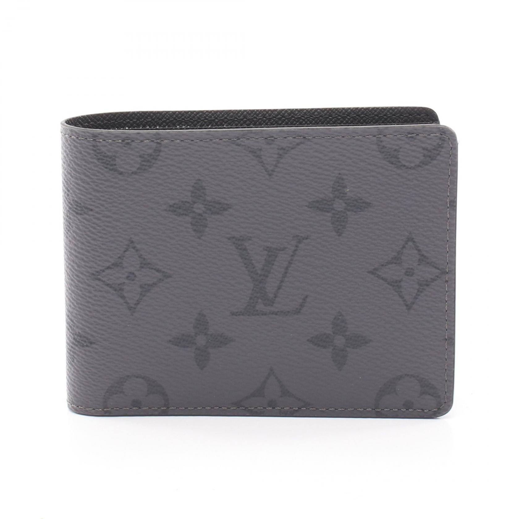 ルイ・ヴィトン LOUIS VUITTON ポルトフォイユ スレンダー モノグラムエクリプスリバース 二つ折り財布 財布 PVC グレー メンズ グレー系 M80906 【中古】