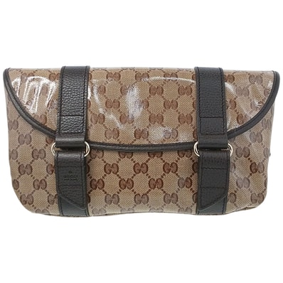 GUCCI グッチ ウエストポーチバッグ ボディバッグ 374617 PVCコーティングキャンバス ブラウン メンズ【中古】