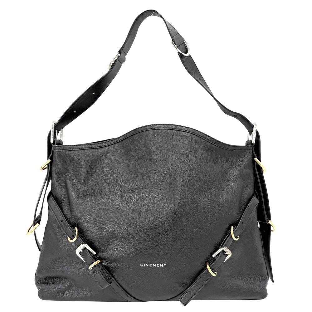 GIVENCHY ジバンシィ ショルダーバッグ ヴォワイユ― ミディアム ハンドバッグ 2WAY 肩掛け 斜め掛け ジバンシー レザー ブラック 黒 ゴールド×シルバー金具 レディース【中古品】