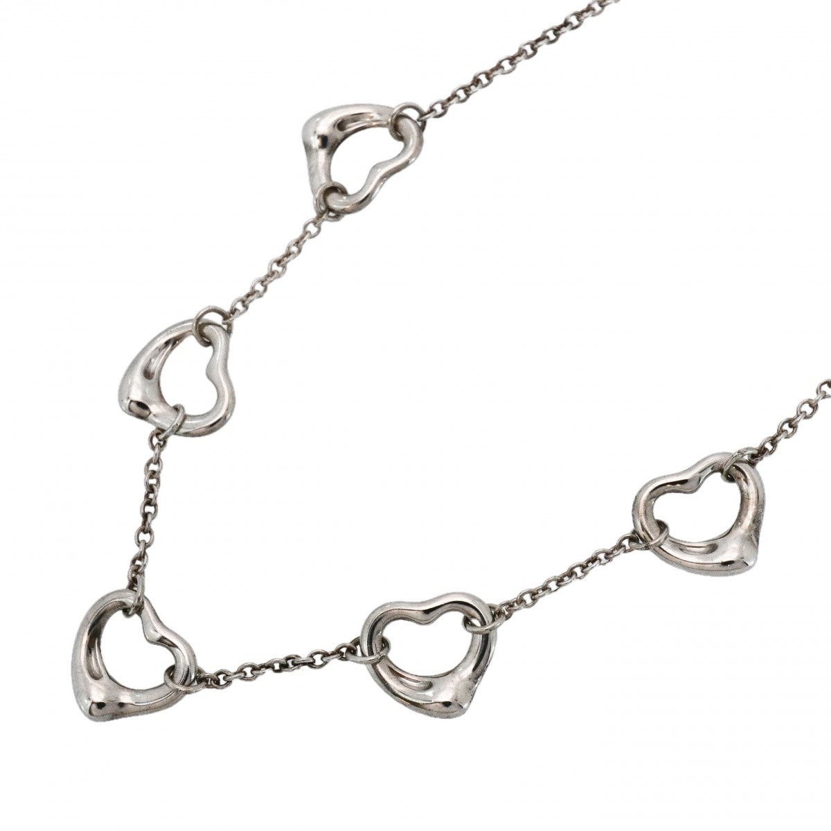 【6jcb0873-k】ティファニー ネックレス オープンハート 5連 シルバー925【中古】レディース