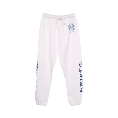 クロムハーツ CHROME HEARTS ホースシュー CHプラス オールドイングリッシュ パンツ 衣料品 ボトムス コットン メンズ ホワイト系 / ブルー系 【中古】
