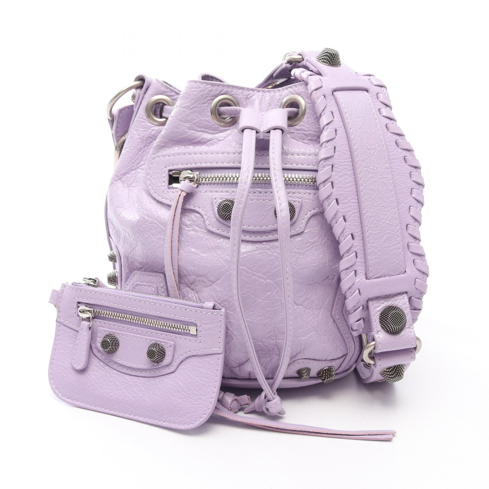 バレンシアガ BALENCIAGA ル カゴール XS バケットバッグ ショルダーバッグ バッグ レザー レディース パープル系 【中古】