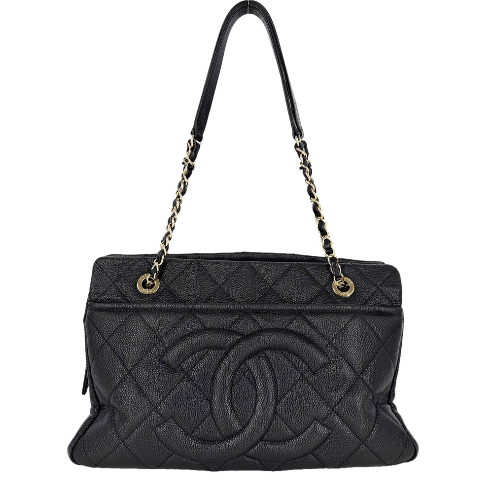 CHANEL シャネル ハンドバッグ マトラッセ チェーントートバッグ ココマーク 肩掛け  キャビアスキン   ブラック 黒 ゴールド金具 レディース【中古品】