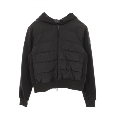 モンクレール MONCLER フード付き 切替 ダウンジャケット 衣料品 アウター コットン / ポリエステル レディース ブラック系 【中古】