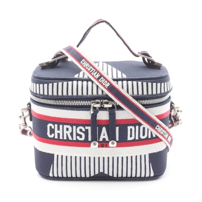 ディオール Dior TRAVEL スモール ヴァニティ ハンドバッグ バッグ キャンバス レディース ネイビー系 / ホワイト系 / レッド系 【中古】