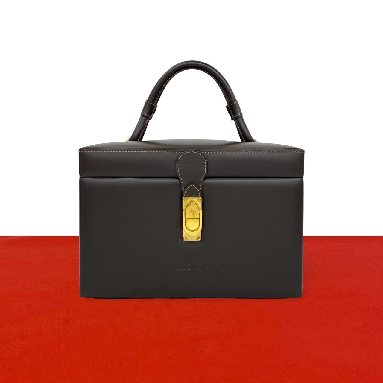 LOEWE ロエベ アナグラム ロゴ 金具 レザー ハンドバッグ ブラウン
34208