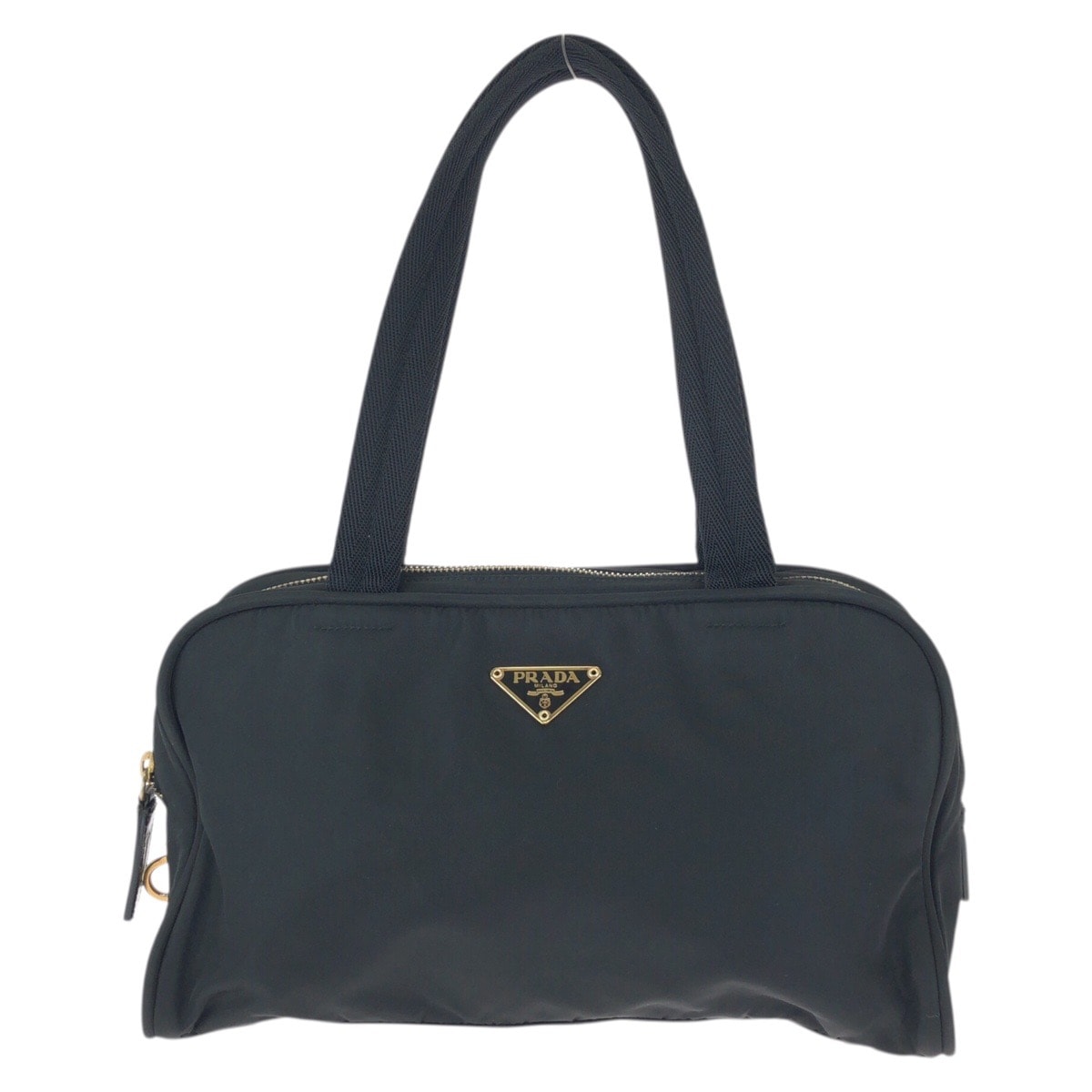 美品 PRADA プラダ テスート 三角ロゴプレート ブラック 黒 ゴールド金具 ナイロン トートバッグ ミニボストンバッグ 601580 【中古】