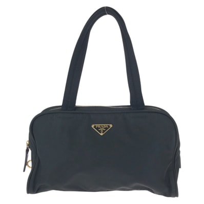 美品 PRADA プラダ テスート 三角ロゴプレート ブラック 黒 ゴールド金具 ナイロン トートバッグ ミニボストンバッグ 601580 【中古】