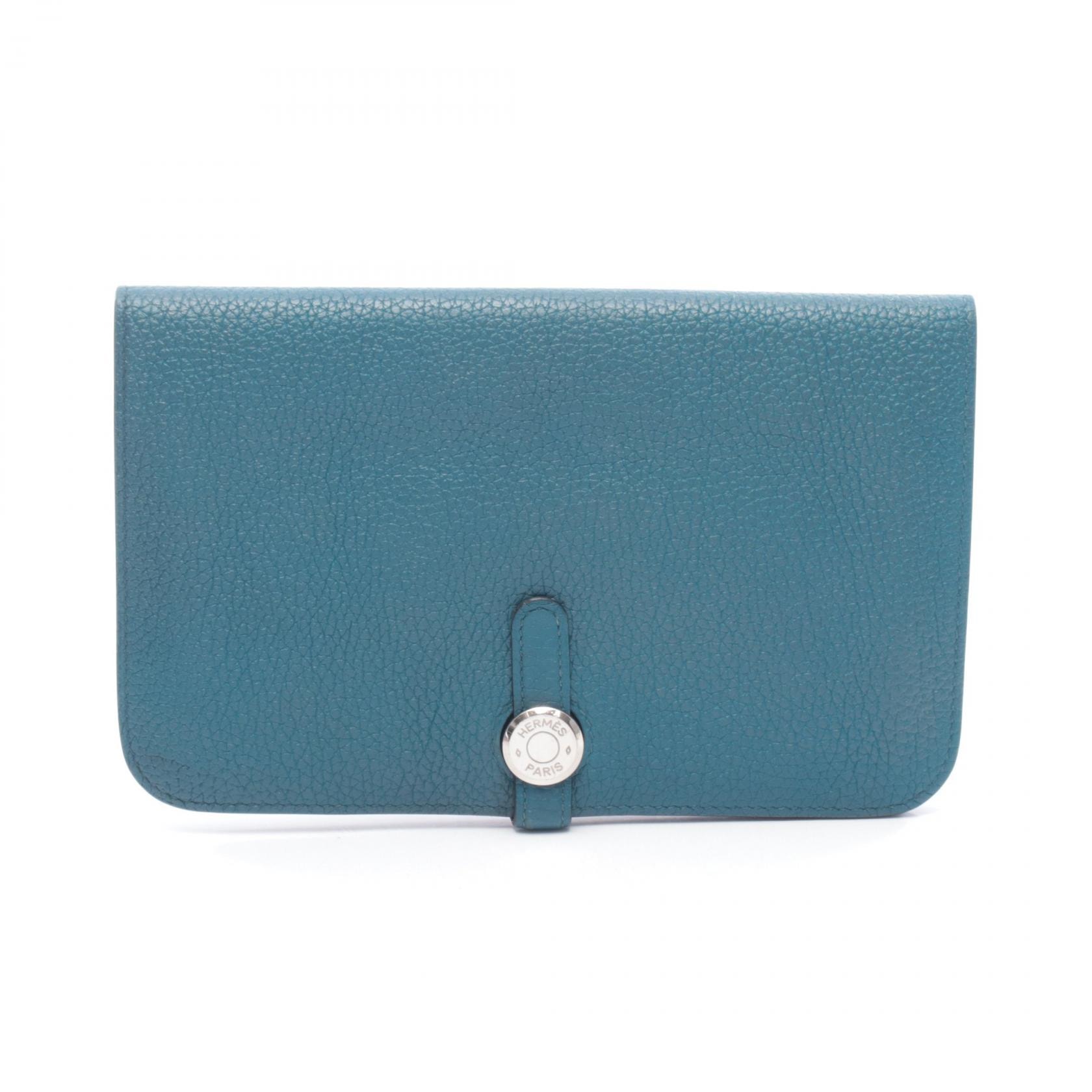エルメス HERMES ドゴンデュオGM 二つ折り長財布 財布 レザー トリヨンクレマンス トリヨンクレマンス マラカイト A刻印(2017年製造) レディース グリーン系 【中古】