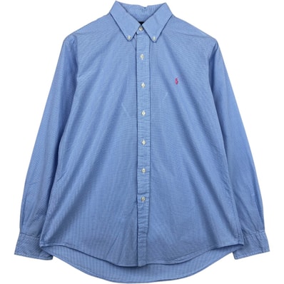 古着 ラルフローレン Ralph Lauren CUSTOM FIT ギンガムチェック 長袖 ボタンダウンチェックシャツ メンズL相当/eaa621223