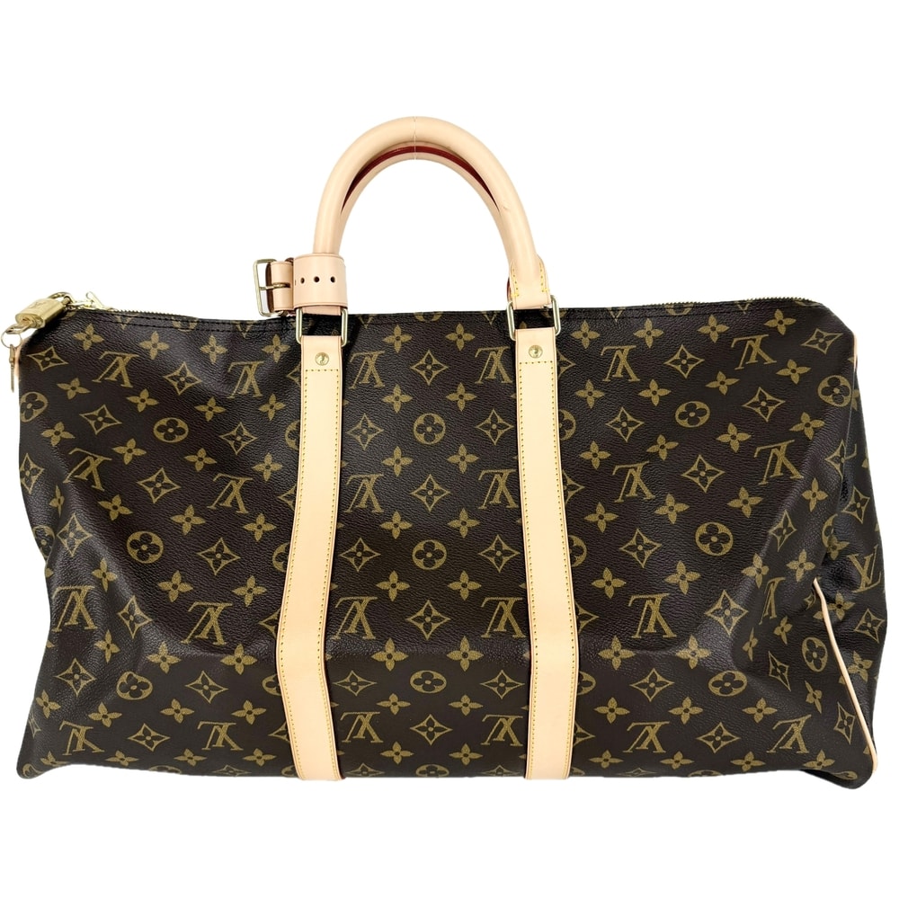 LOUIS VUITTON ルイヴィトン ボストンバッグ モノグラム キーポル50 M41426 PVCコーティングキャンバス    ブラウン 茶 ゴールド金具 メンズ 美品【中古品】