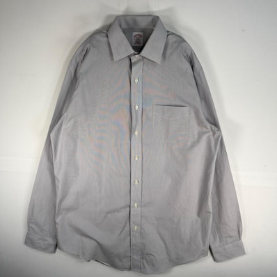 古着 ブルックスブラザーズ Brooks Brothers 長袖シャツ 胸ポケ 346 REGULAR FIT L グレー系 ストライプ メンズ