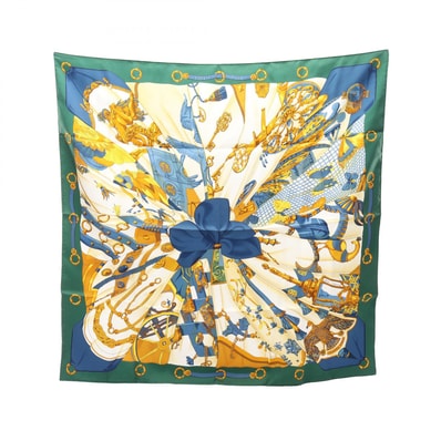 エルメス HERMES カレ90 Soleil de Soie スカーフ 衣料品 シルク シルク レディース グリーン系 / マルチカラー 【中古】