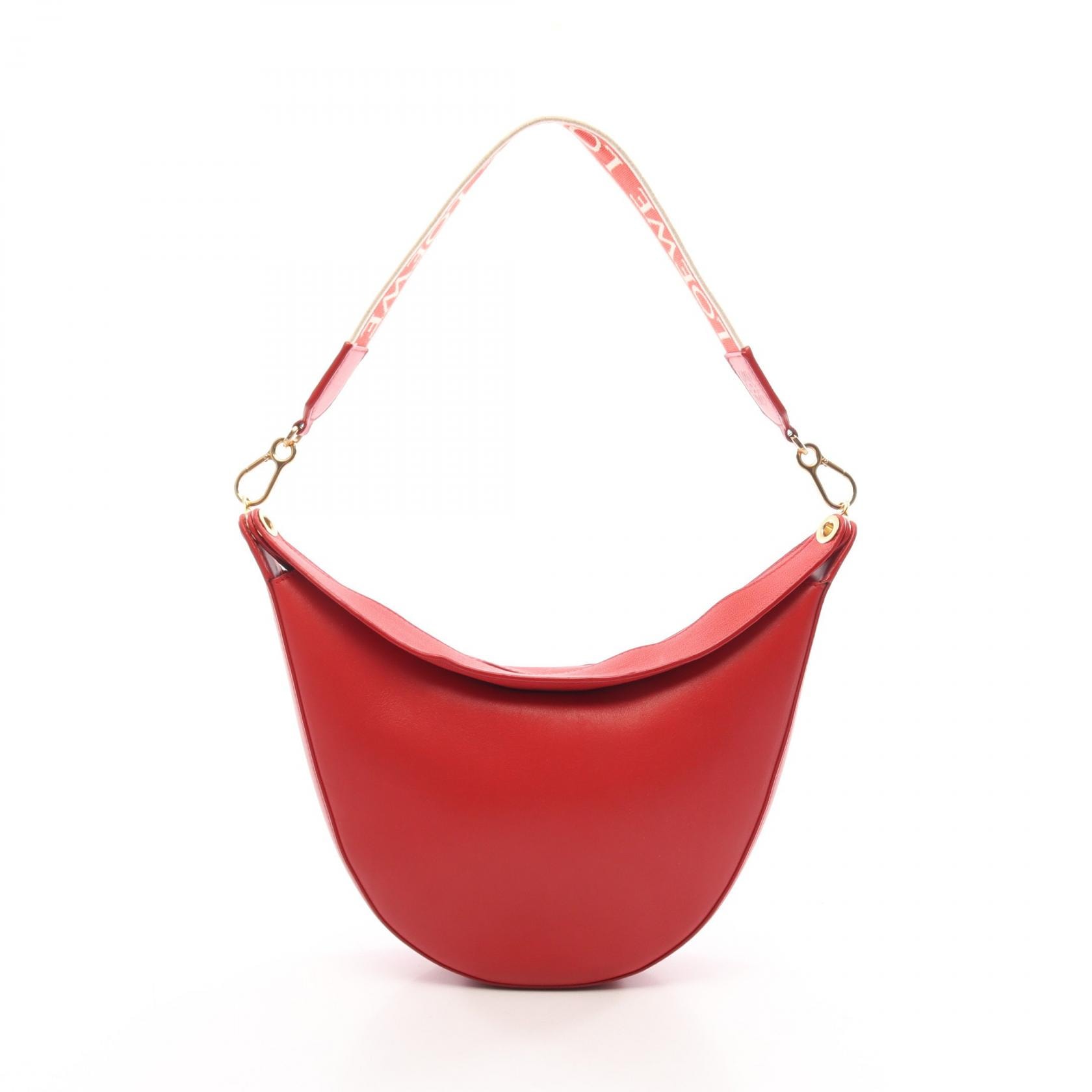 ロエベ LOEWE ルナ ショルダーバッグ バッグ レザー キャンバス レディース レッド系 / アイボリー系 【中古】