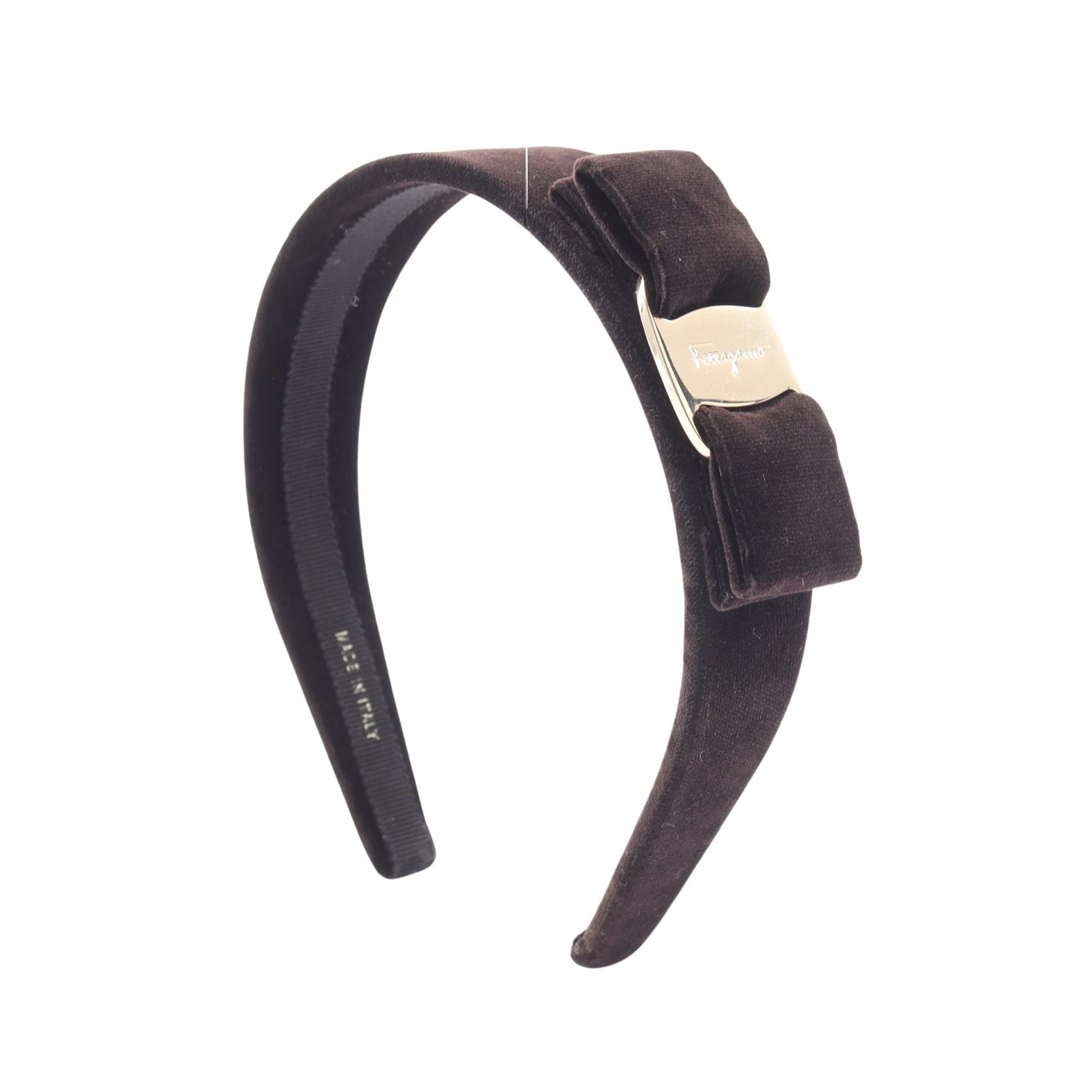 サルヴァトーレフェラガモ Salvatore Ferragamo ヴァラリボン カチューシャ 衣料品 ファブリック レディース ブラック系 / ゴールド系 【中古】