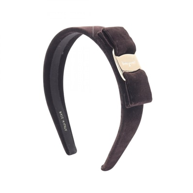 サルヴァトーレフェラガモ Salvatore Ferragamo ヴァラリボン カチューシャ 衣料品 ファブリック レディース ブラック系 / ゴールド系 【中古】