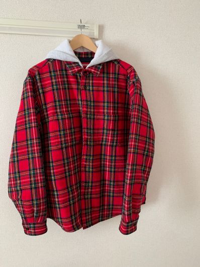 Supreme Tartan Flannel Hooded Shirt "Red"