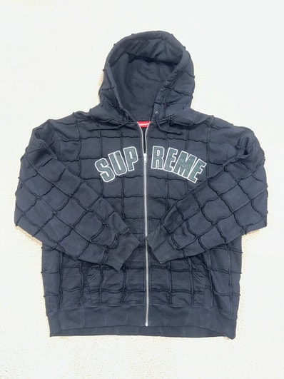 Supreme Reverse Patchwork Zip Up Hooded Sweatshirt "Black"