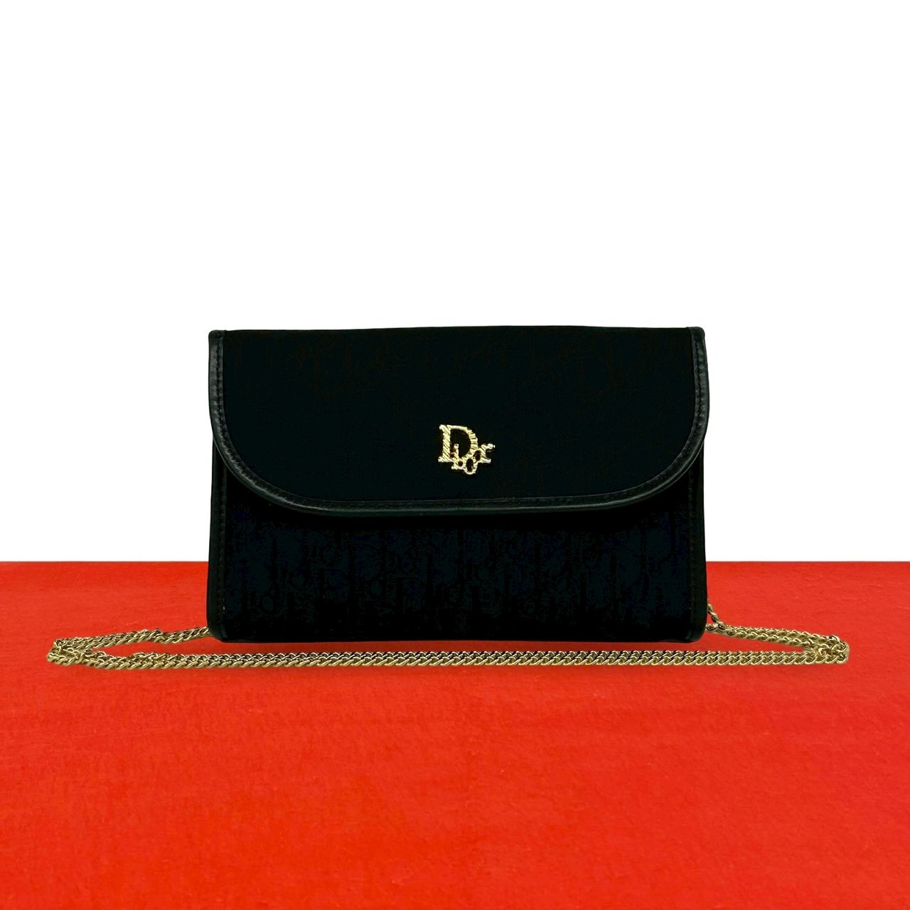 Christian Dior ディオール トロッター 柄 ロゴ 金具 キャンバス レザー ショルダーバッグ ブラック
 29543