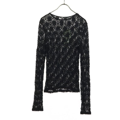 未使用 ZARA ザラ 長袖 総レース シアー カットソー M ブラック