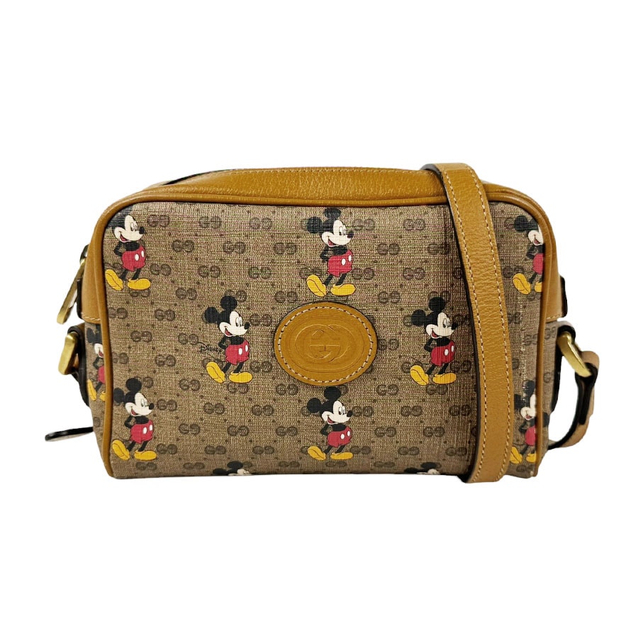 グッチ GUCCI 斜め掛けショルダーバッグ GUCCI x DISNEY PVC/レザー ブラウン ゴールド レディース 602536【中古】 z11247
