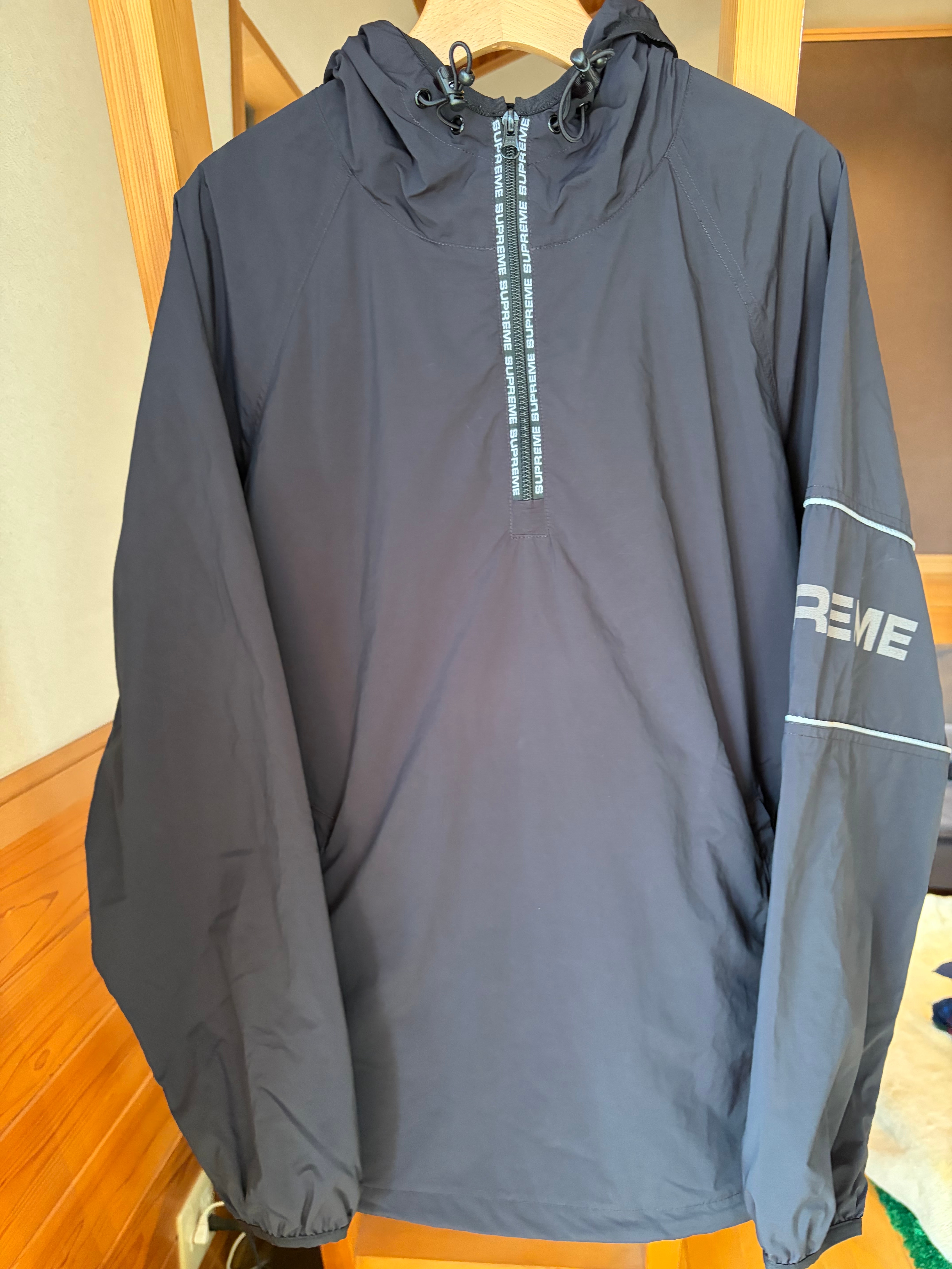 SUPREME ナイロンハーフジップパーカー ブラック