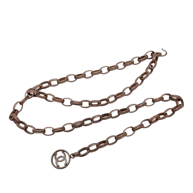 シャネル ココマーク ヴィンテージ チェーン ベルト 26刻印 ブラウン ブロンズ メタル レディース CHANEL 【中古】