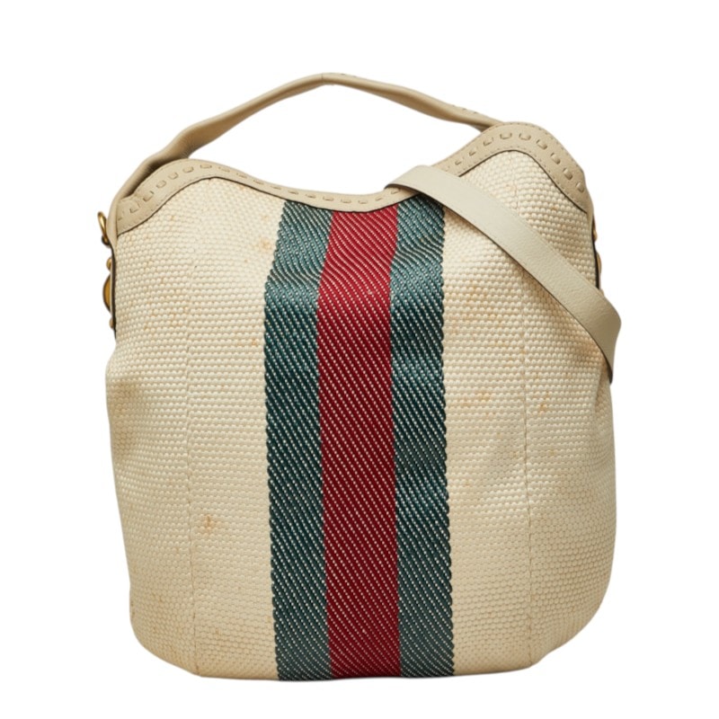 グッチ シェリーライン トートバッグ ショルダーバッグ 2WAY 269933 アイボリー キャンバス レディース GUCCI 中古
