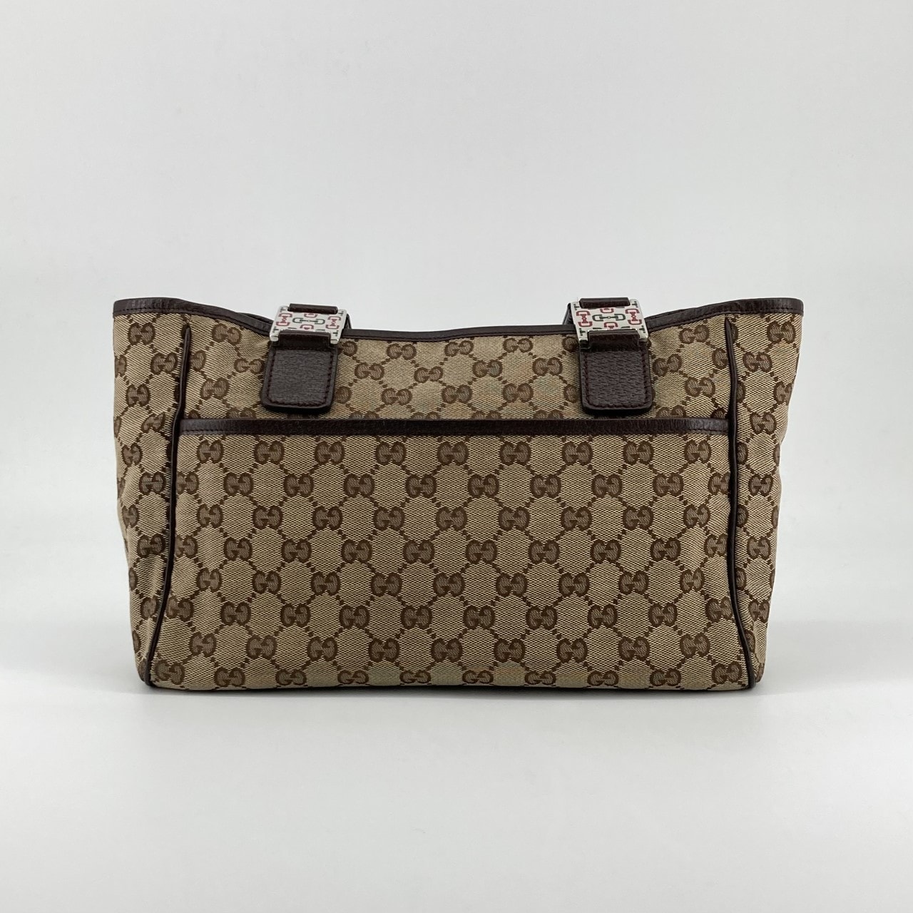 GUCCI(グッチ) GGキャンバス シェリーライン ホースビット金具デザイン 145810 トートバッグ ブラウン