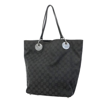 【6hf6231】グッチ トートバッグ GGキャンバス 120836 ブラック シルバー金具【中古】レディース