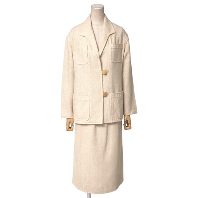 OLD CELINE オールドセリーヌ スーツ サイズ38 ツイード ヘリンボーン ジャケット+スカート フランス製 ブランド古着【中古】20260619/RB0006