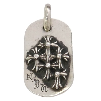 CHROME HEARTS クロムハーツ(原本無) NYC RAISED CEM CRS DOG TAG NYC限定 レイズド セメタリー クロス ドッグタグ ペンダントトップ シルバー系【中古】