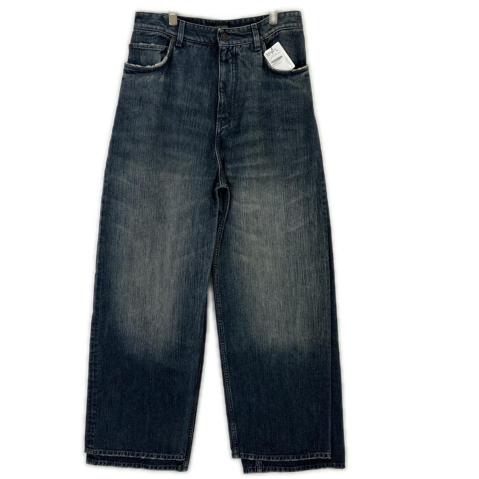 バレンシアガ 23AW 767979 TNW65 ブルー DOUBLE FRONT WIDE LEG JEANS XS