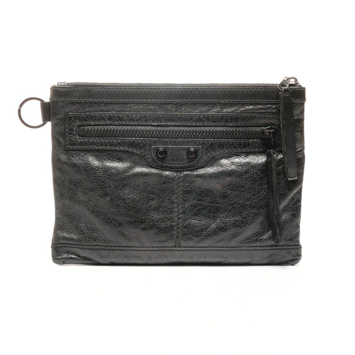 バレンシアガ BALENCIAGA クリップ レザー スモール クラッチバッグ【中古】